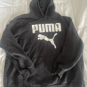 Puma Men's Black Crewneck Hoodie with White Logo